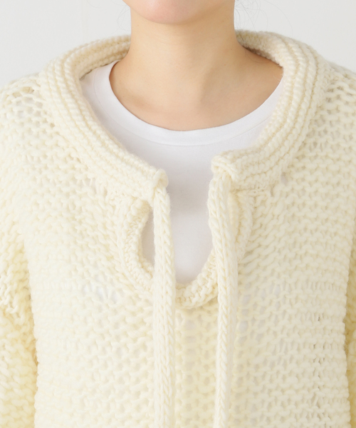 enrica（エンリカ） ■ ② KNIT069 21SS ロングニットプルオーバー レディース ホワイト FREE enrica（エンリカ） ニット セーター DRAWSTRING プルオーバー