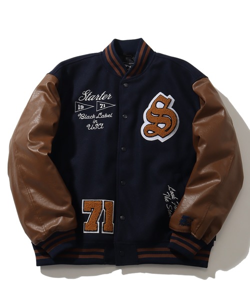 セール】【STARTER /スターター】 袖 PU フェイク メルトン 中綿