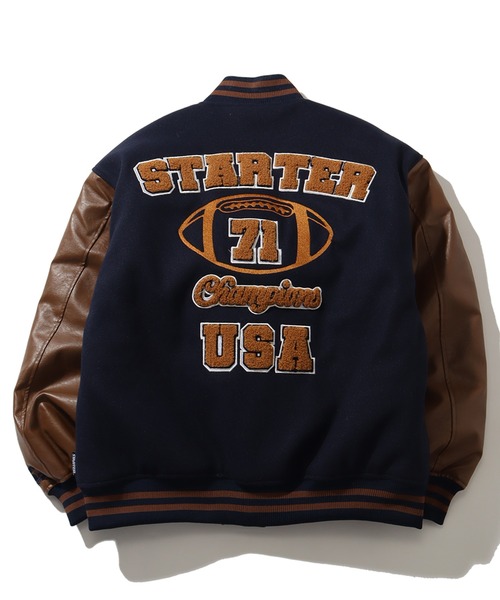 セール】【STARTER /スターター】 袖 PU フェイク メルトン 中綿