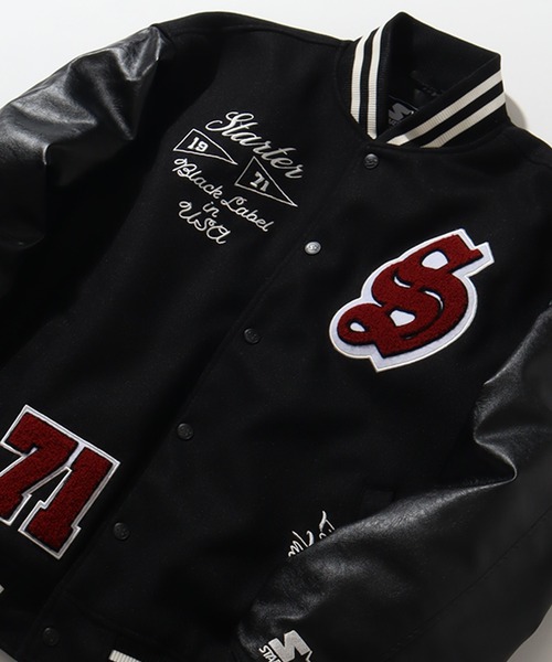 STARTER（スターター）の「【STARTER /スターター】 袖 PU フェイク メルトン 中綿 スタジャン（スタジャン・メンズ・ブラック×ホワイト/ブラック/ネイビー/ダークグリーン/ブラウン・M/XL/L）」の18枚目の写真