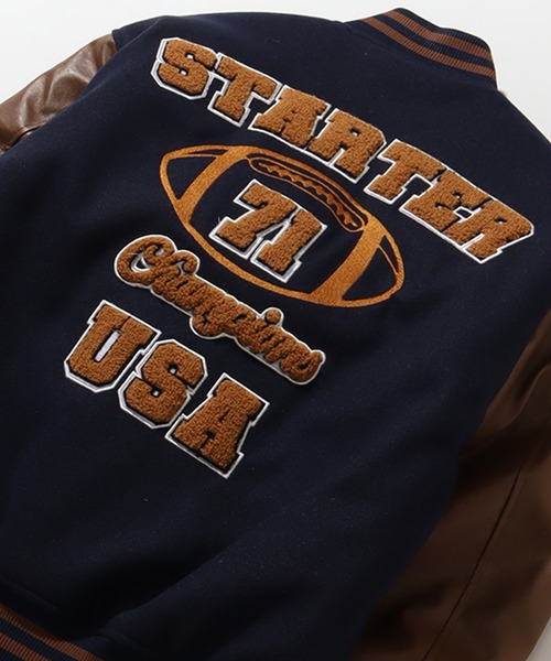 STARTER（スターター）の「【STARTER /スターター】 袖 PU フェイク メルトン 中綿 スタジャン（スタジャン・メンズ・ブラック×ホワイト/ブラック/ネイビー/ダークグリーン/ブラウン・M/XL/L）」の21枚目の写真