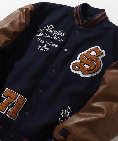 セール】【STARTER /スターター】 袖 PU フェイク メルトン 中綿