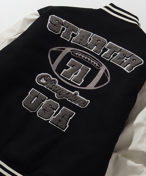 STARTER（スターター）の「【STARTER /スターター】 袖 PU フェイク メルトン 中綿 スタジャン（スタジャン・メンズ・ブラック×ホワイト/ブラック/ネイビー/ダークグリーン/ブラウン・M/XL/L）」の17枚目の写真