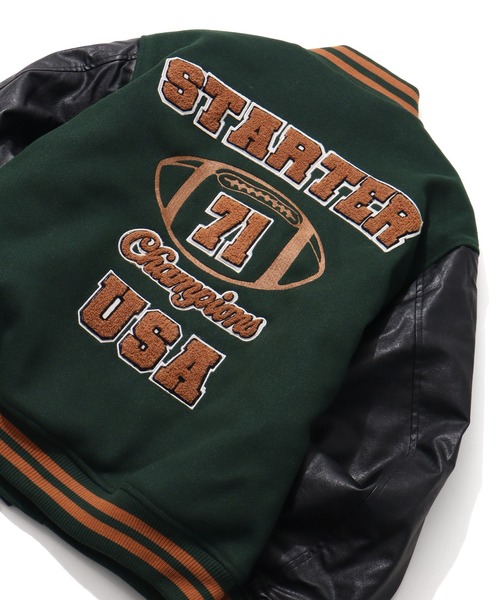 STARTER（スターター）の「【STARTER /スターター】 袖 PU フェイク メルトン 中綿 スタジャン（スタジャン・メンズ・ブラック×ホワイト/ブラック/ネイビー/ダークグリーン/ブラウン・M/XL/L）」の9枚目の写真