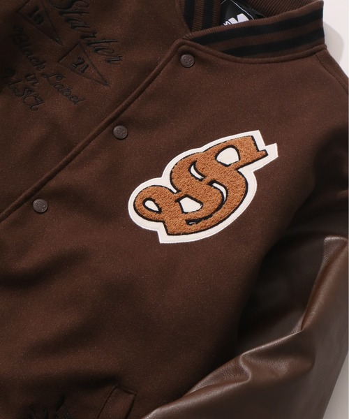 STARTER（スターター）の「【STARTER /スターター】 袖 PU フェイク メルトン 中綿 スタジャン（スタジャン・メンズ・ブラック×ホワイト/ブラック/ネイビー/ダークグリーン/ブラウン・M/XL/L）」の14枚目の写真