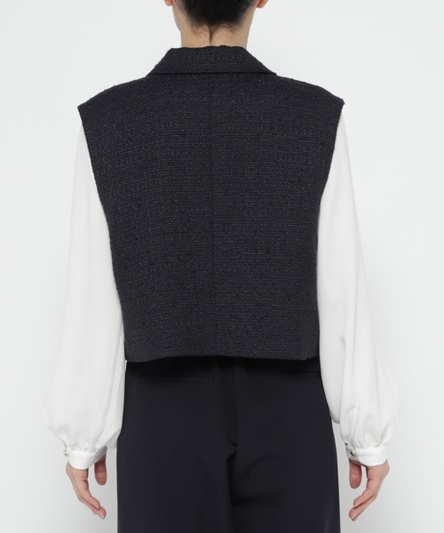 LEPSIM（レプシィム）の「【入卒式／セレモニー】ツイードショートジレ　207939（その他アウター・レディース・ライトベージュ/ネイビー・FREE）」の4枚目の写真