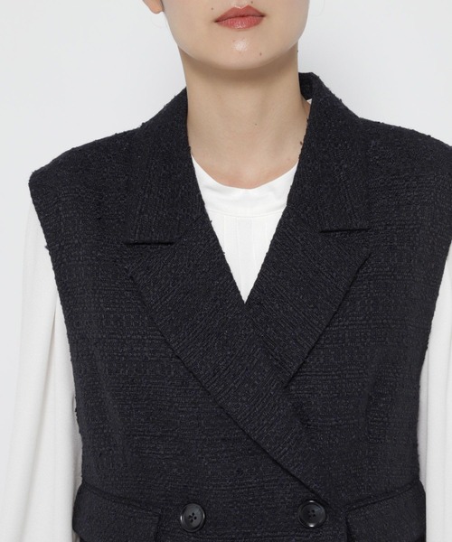 LEPSIM（レプシィム）の「【入卒式／セレモニー】ツイードショートジレ　207939（その他アウター・レディース・ライトベージュ/ネイビー・FREE）」の5枚目の写真