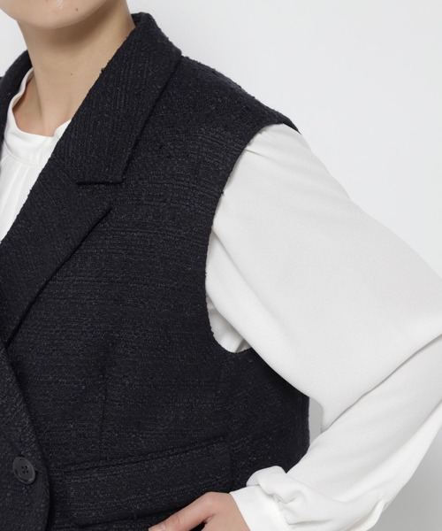 LEPSIM（レプシィム）の「【入卒式／セレモニー】ツイードショートジレ　207939（その他アウター・レディース・ライトベージュ/ネイビー・FREE）」の6枚目の写真