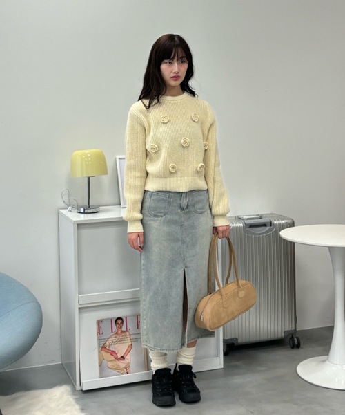 Birthday room(バースデイルーム)の「バラモチーフニット / rose motif knit(ニット/セーター・レディース・ブラック/アイボリー・FREE)」の19枚目の写真
