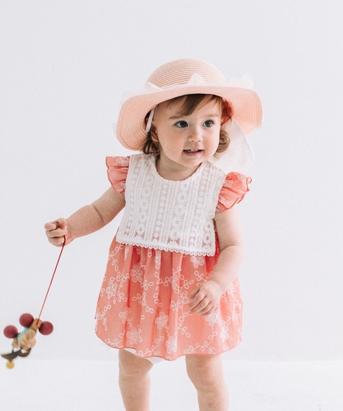 セール】レースベスト風花柄ロンパース（ロンパース）｜kids zoo