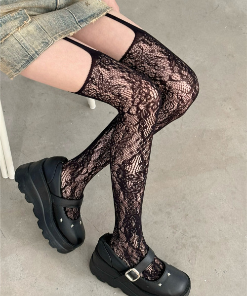 セール】『SBLTR』ユニセックス ストラップレースタイツ カラータイツ