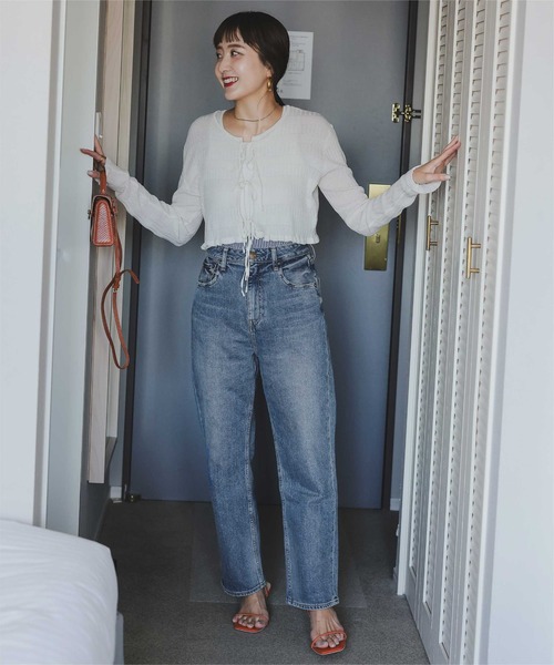 titivate（ティティベイト）の「リボンデザインカーディガン/ノースリーブニットセット（カーディガン/ボレロ・レディース・レッド/ネイビー/ベージュ/オフホワイト・L/M）」の9枚目の写真