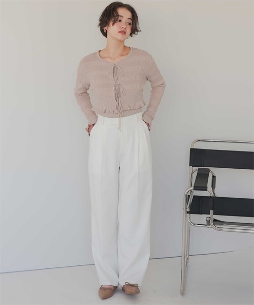 titivate（ティティベイト）の「リボンデザインカーディガン/ノースリーブニットセット（カーディガン/ボレロ・レディース・レッド/ネイビー/ベージュ/オフホワイト・L/M）」の11枚目の写真