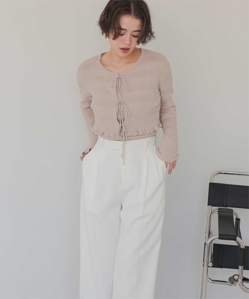 titivate（ティティベイト）の「リボンデザインカーディガン/ノースリーブニットセット（カーディガン/ボレロ・レディース・レッド/ネイビー/ベージュ/オフホワイト・L/M）」の13枚目の写真