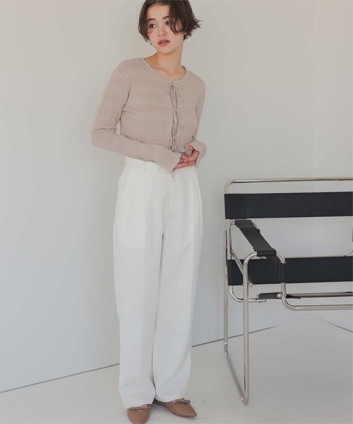 titivate（ティティベイト）の「リボンデザインカーディガン/ノースリーブニットセット（カーディガン/ボレロ・レディース・レッド/ネイビー/ベージュ/オフホワイト・L/M）」の16枚目の写真