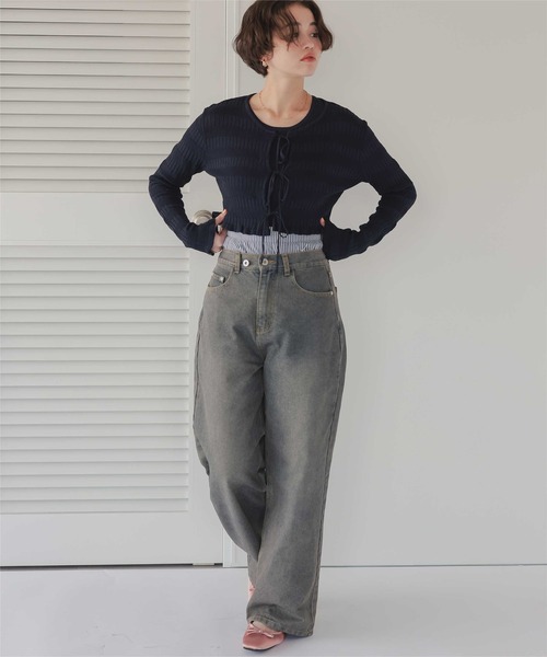 titivate（ティティベイト）の「リボンデザインカーディガン/ノースリーブニットセット（カーディガン/ボレロ・レディース・レッド/ネイビー/ベージュ/オフホワイト・L/M）」の21枚目の写真