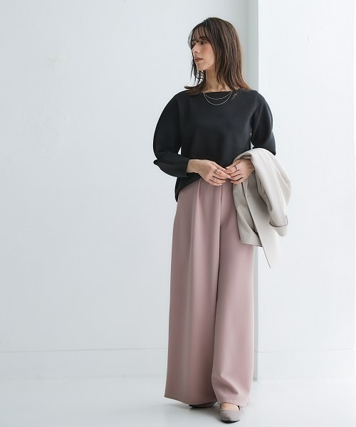 nissen(ニッセン)の「ふっくらかるいフォルムニットボートネッククロップド丈七分袖トップス(ハンガー干し可能)<大きいサイズ有>(ニット/セーター・レディース・グレイッシュブルー/ブラック/モカ/ベージュ系・3L/LL/L/M/S)」の16枚目の写真