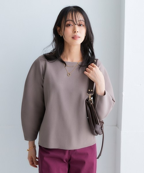 nissen(ニッセン)の「ふっくらかるいフォルムニットボートネッククロップド丈七分袖トップス(ハンガー干し可能)<大きいサイズ有>(ニット/セーター・レディース・グレイッシュブルー/ブラック/モカ/ベージュ系・3L/LL/L/M/S)」の20枚目の写真