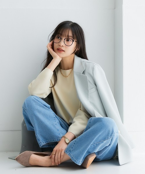 nissen(ニッセン)の「ふっくらかるいフォルムニットボートネッククロップド丈七分袖トップス(ハンガー干し可能)<大きいサイズ有>(ニット/セーター・レディース・グレイッシュブルー/ブラック/モカ/ベージュ系・3L/LL/L/M/S)」の10枚目の写真