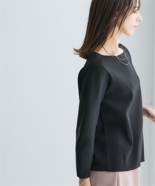 nissen(ニッセン)の「ふっくらかるいフォルムニットボートネッククロップド丈七分袖トップス(ハンガー干し可能)<大きいサイズ有>(ニット/セーター・レディース・グレイッシュブルー/ブラック/モカ/ベージュ系・3L/LL/L/M/S)」の22枚目の写真