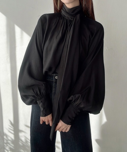 Meiru(メイル)の「2wayシアーボウタイリボンブラウス(シャツ/ブラウス・レディース・ブラック/ブルー/ホワイト・LARGE/MEDIUM/SMALL)」の14枚目の写真
