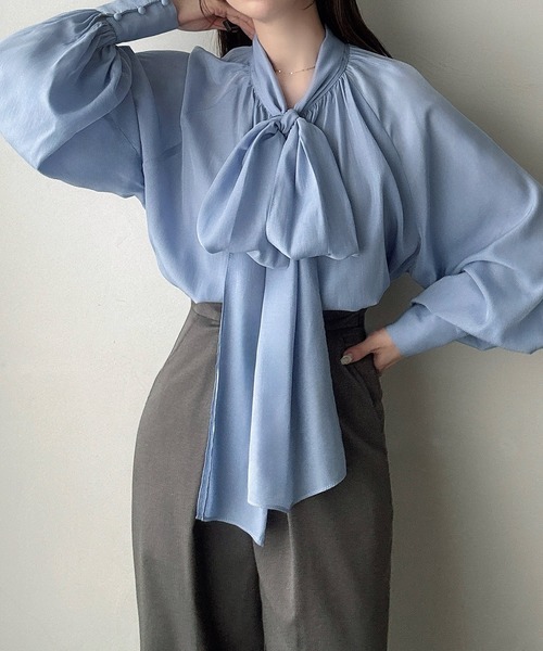 Meiru(メイル)の「2wayシアーボウタイリボンブラウス(シャツ/ブラウス・レディース・ブラック/ブルー/ホワイト・LARGE/MEDIUM/SMALL)」の15枚目の写真