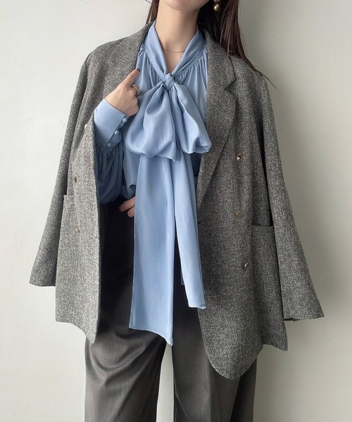 Meiru(メイル)の「2wayシアーボウタイリボンブラウス(シャツ/ブラウス・レディース・ブラック/ブルー/ホワイト・LARGE/MEDIUM/SMALL)」の20枚目の写真