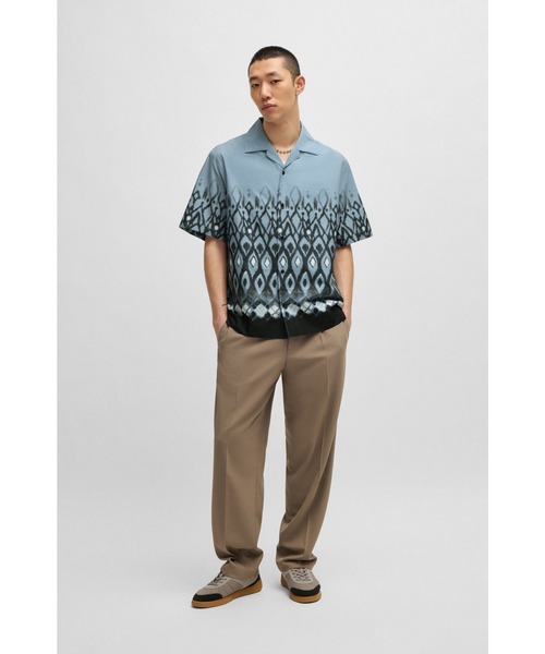 HUGO(ヒューゴ)の「オーバーサイズフィット コットンシャツ ハンドペイントプリント(シャツ/ブラウス・メンズ・ブルー・M/S/XS/L/XL)」の5枚目の写真