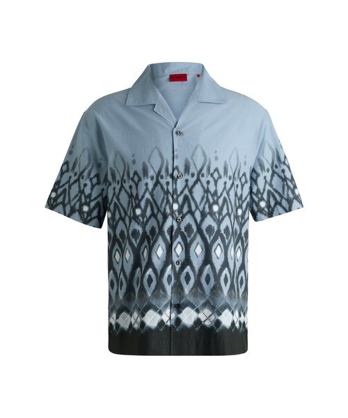 HUGO(ヒューゴ)の「オーバーサイズフィット コットンシャツ ハンドペイントプリント(シャツ/ブラウス・メンズ・ブルー・M/S/XS/L/XL)」の6枚目の写真