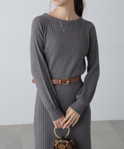 【セール】ボートネックニットワンピース（ワンピース）｜FREE'S MART（フリーズマート） 5,487円