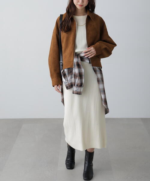 FREE'S MART（フリーズマート）の「ボートネックニットワンピース（ワンピース・レディース・ホワイト/ベージュ/グレー/ブラック・SMALL/MEDIUM）」の18枚目の写真