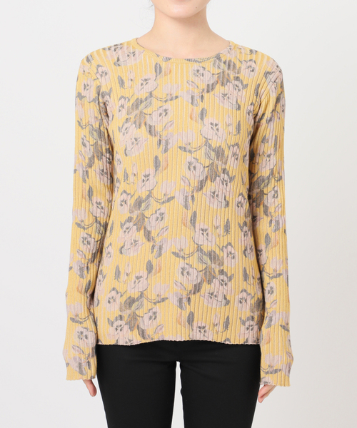 JOURNAL STANDARD（ジャーナルスタンダード）の「【TOLIGHT×JOURNALSTANDARD】 フラワーリブニット（ニット/セーター・レディース・イエロー/チャコールグレー・FREE）」の4枚目の写真