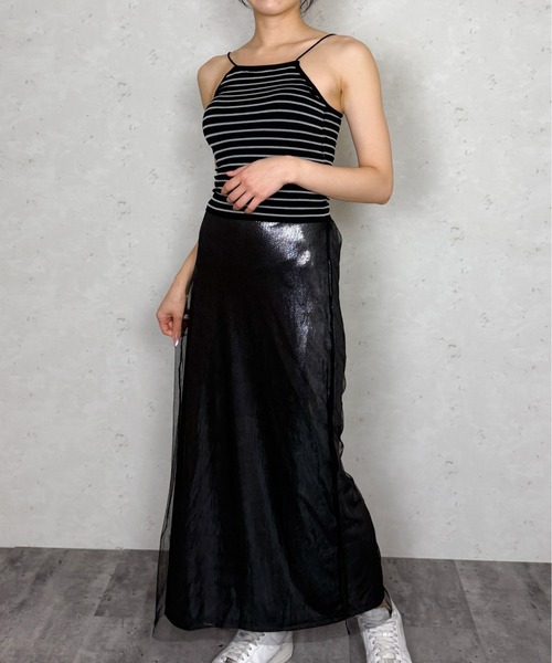 Per sist ence(パーシエンス)の「アメスリスパゲッティショルダーブラトップ(キャミソール・レディース・ブラック×ホワイト/ホワイト/ブラック/ホワイト×ブラック・FREE)」の13枚目の写真