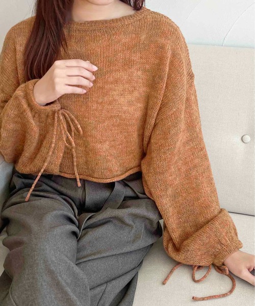 セール】【apres jour clair】袖ボリュームシアーニット【ZOZOTOWN限定