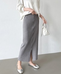 フロントジップ タイトスカート ロング丈 スリット