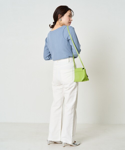 FREAK'S STORE（フリークスストア）の「限定展開　ランダム テレコ レイヤード トップス（Tシャツ/カットソー・レディース・オリーブ/オレンジ/ブルー/ナチュラル/スミクロ・ﾌﾘ-）」の16枚目の写真