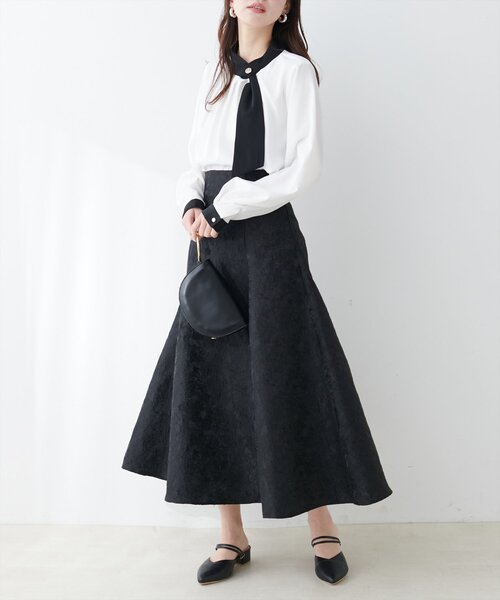 natural couture（ナチュラルクチュール）の「ドット型ボウタイ衿ブラウス（シャツ/ブラウス・レディース・ネイビー/サックスブルー/オフホワイト/その他1/グレイッシュベージュ・FREE）」の14枚目の写真