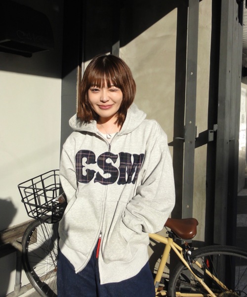 shesame（シーセム）の「CSMチェックロゴジップフーディー（パーカー・レディース・ブラック/オートミール/グレー・LARGE/MEDIUM）」の7枚目の写真