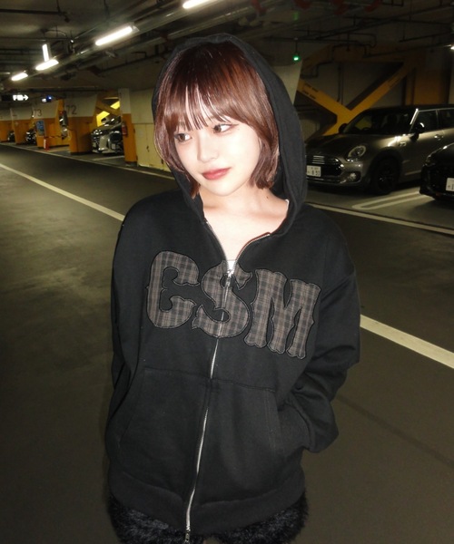 shesame（シーセム）の「CSMチェックロゴジップフーディー（パーカー・レディース・ブラック/オートミール/グレー・LARGE/MEDIUM）」の8枚目の写真