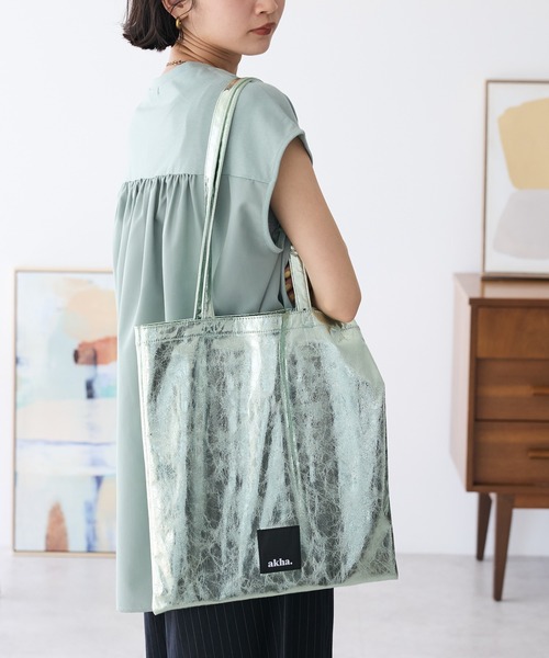 CRAFT STANDARD BOUTIQUE（クラフトスタンダードブティック）の「【追加】akha. メタリックトート ◆（トートバッグ・レディース・シルバー/ブラック/ミント/ブロンズ・FREE）」の3枚目の写真