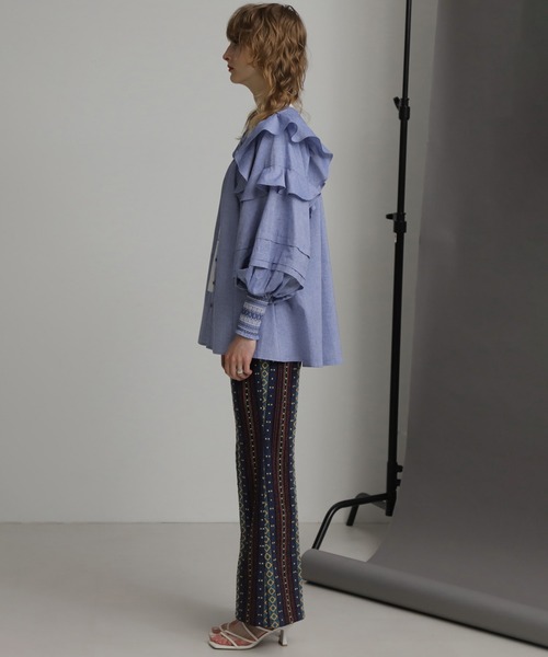 ROSE BUD（ローズバッド）の「(mag.by c)シャンブレーフリルシャツ（シャツ/ブラウス・レディース・ブルー/ブラック・ONE SIZE）」の14枚目の写真