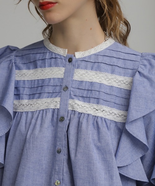 ROSE BUD（ローズバッド）の「(mag.by c)シャンブレーフリルシャツ（シャツ/ブラウス・レディース・ブルー/ブラック・ONE SIZE）」の20枚目の写真