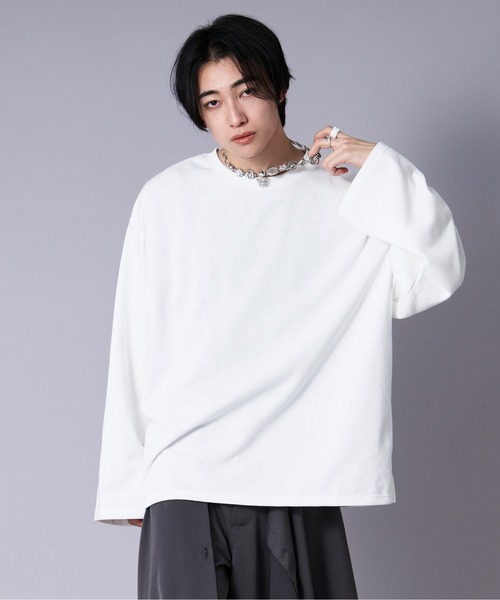 Ellno Loset（エルノロゼット）の「ワイドスリーブオーバーロンT（Tシャツ/カットソー・メンズ・オフホワイト/ブラック・SMALL/LARGE/MEDIUM）」の2枚目の写真
