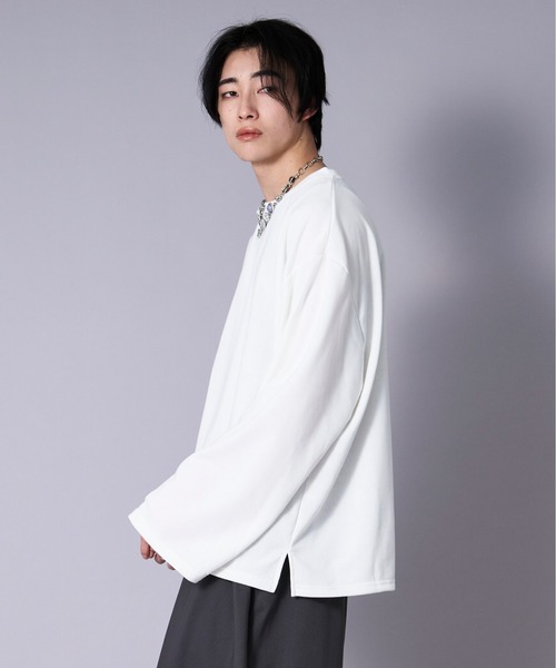 Ellno Loset（エルノロゼット）の「ワイドスリーブオーバーロンT（Tシャツ/カットソー・メンズ・オフホワイト/ブラック・SMALL/LARGE/MEDIUM）」の6枚目の写真