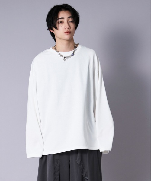 Ellno Loset（エルノロゼット）の「ワイドスリーブオーバーロンT（Tシャツ/カットソー・メンズ・オフホワイト/ブラック・SMALL/LARGE/MEDIUM）」の3枚目の写真