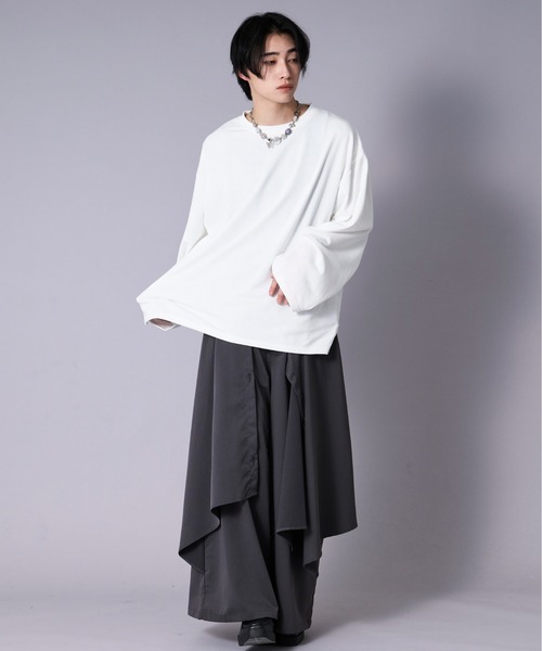 Ellno Loset（エルノロゼット）の「ワイドスリーブオーバーロンT（Tシャツ/カットソー・メンズ・オフホワイト/ブラック・SMALL/LARGE/MEDIUM）」の8枚目の写真