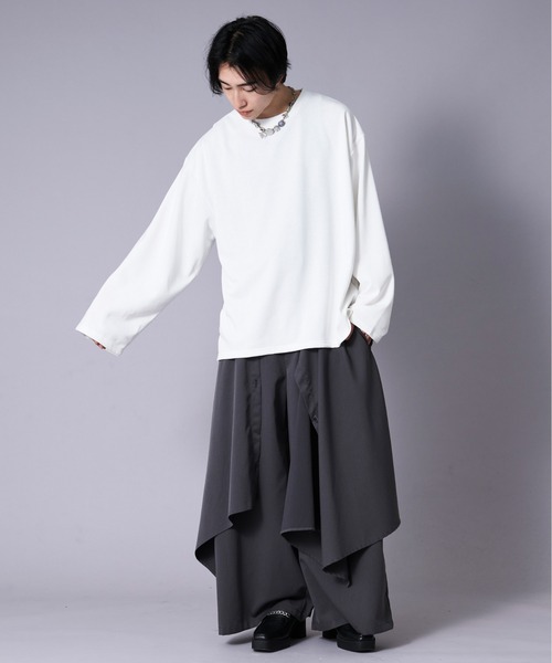 Ellno Loset（エルノロゼット）の「ワイドスリーブオーバーロンT（Tシャツ/カットソー・メンズ・オフホワイト/ブラック・SMALL/LARGE/MEDIUM）」の9枚目の写真