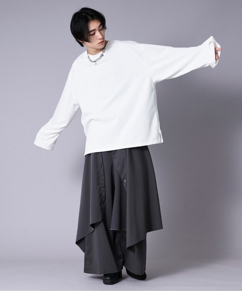 Ellno Loset（エルノロゼット）の「ワイドスリーブオーバーロンT（Tシャツ/カットソー・メンズ・オフホワイト/ブラック・SMALL/LARGE/MEDIUM）」の10枚目の写真