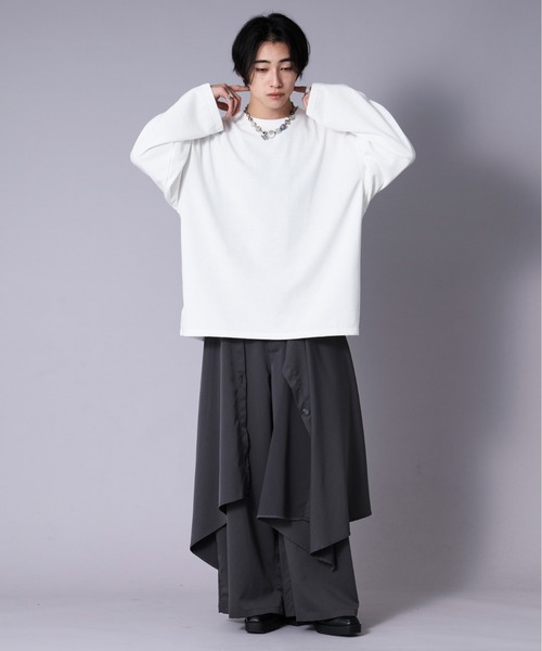 Ellno Loset（エルノロゼット）の「ワイドスリーブオーバーロンT（Tシャツ/カットソー・メンズ・オフホワイト/ブラック・SMALL/LARGE/MEDIUM）」の7枚目の写真