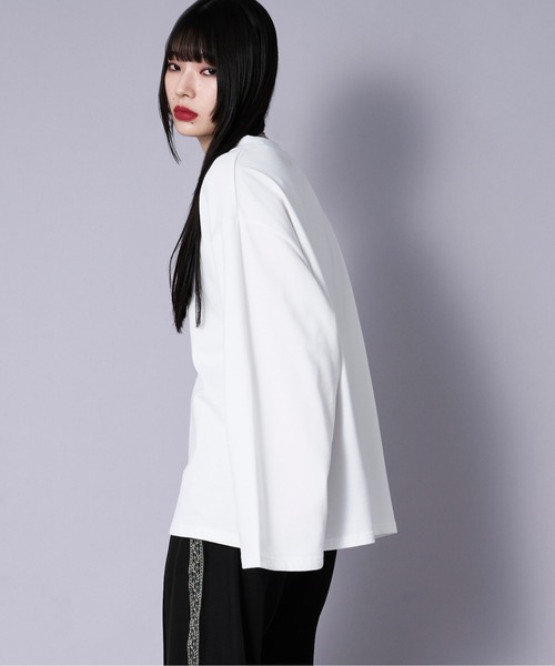 Ellno Loset（エルノロゼット）の「ワイドスリーブオーバーロンT（Tシャツ/カットソー・メンズ・オフホワイト/ブラック・SMALL/LARGE/MEDIUM）」の15枚目の写真